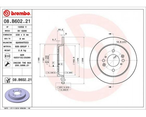 Brake Disc COATED DISC LINE 08.B602.21 Brembo, Image 2
