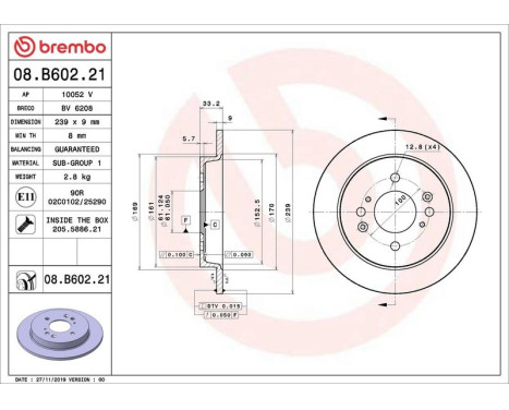 Brake Disc COATED DISC LINE 08.B602.21 Brembo, Image 2