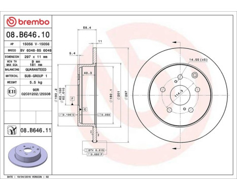 Brake Disc COATED DISC LINE 08.B646.11 Brembo, Image 3