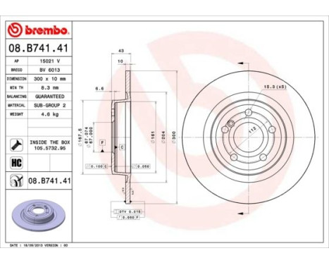 Brake Disc COATED DISC LINE 08.B741.41 Brembo, Image 2