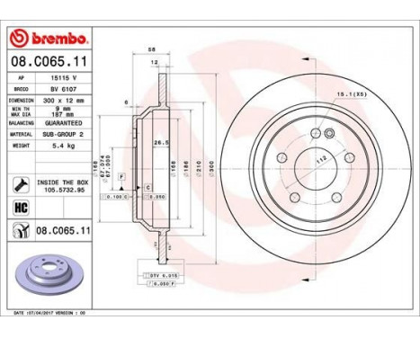 Brake Disc COATED DISC LINE 08.C065.11 Brembo, Image 2