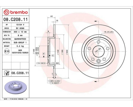 Brake Disc COATED DISC LINE 08.C208.11 Brembo, Image 3