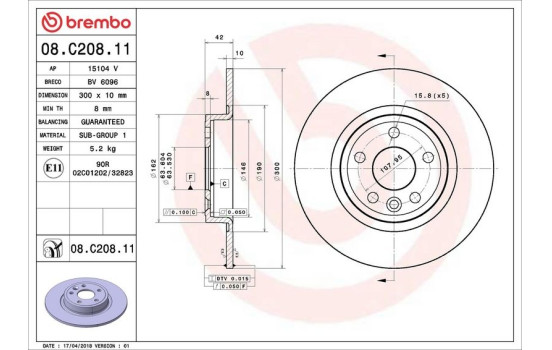 Brake Disc COATED DISC LINE 08.C208.11 Brembo, Image 3