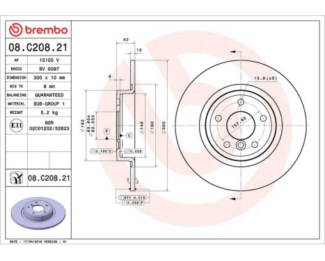 Brake Disc COATED DISC LINE 08.C208.21 Brembo, Image 3