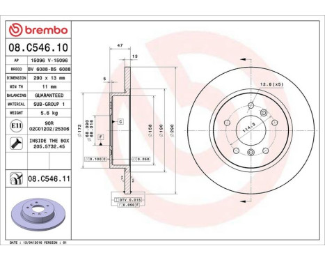 Brake Disc COATED DISC LINE 08.C546.11 Brembo, Image 3