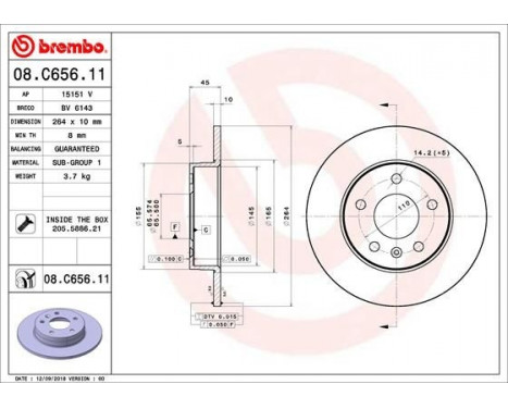 Brake Disc COATED DISC LINE 08.C656.11 Brembo