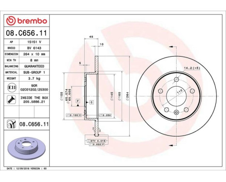 Brake Disc COATED DISC LINE 08.C656.11 Brembo, Image 2