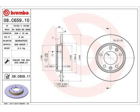 Brake Disc COATED DISC LINE 08.C659.11 Brembo, Image 2