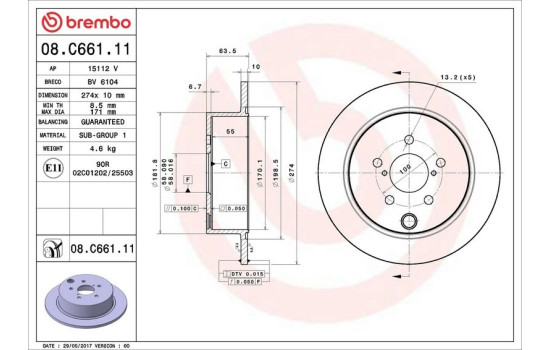 Brake Disc COATED DISC LINE 08.C661.11 Brembo, Image 3