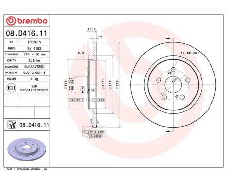 Brake Disc COATED DISC LINE 08.D416.11 Brembo, Image 2