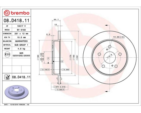 Brake Disc COATED DISC LINE 08.D418.11 Brembo, Image 2