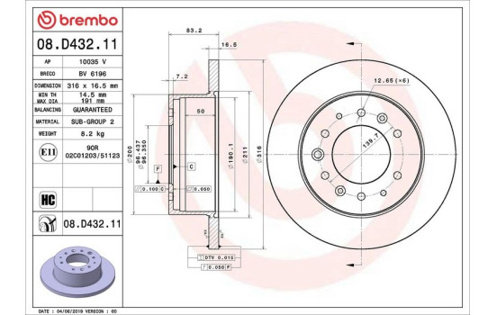 Brake Disc COATED DISC LINE 08.D432.11 Brembo, Image 2