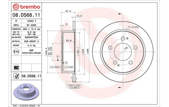 Brake Disc COATED DISC LINE 08.D568.11 Brembo