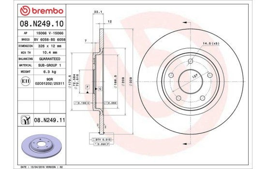 Brake Disc COATED DISC LINE 08.N249.11 Brembo, Image 3