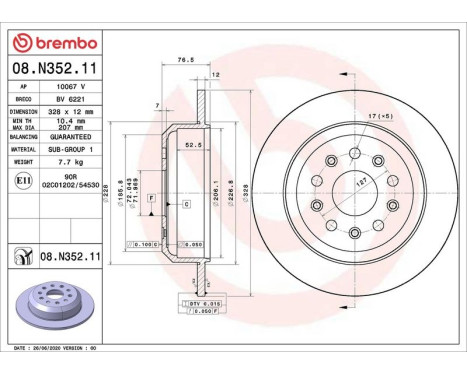 Brake Disc COATED DISC LINE 08.N352.11 Brembo, Image 2