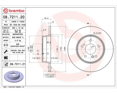 Brake Disc COATED DISC LINE 08721121 Brembo, Image 3