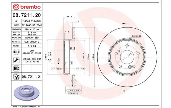 Brake Disc COATED DISC LINE 08721121 Brembo, Image 3
