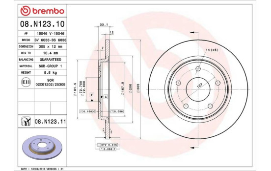 Brake Disc COATED DISC LINE 08N12311 Brembo, Image 3