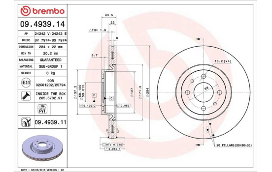 Brake Disc COATED DISC LINE 09.4939.11 Brembo, Image 3