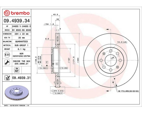 Brake Disc COATED DISC LINE 09.4939.31 Brembo, Image 3