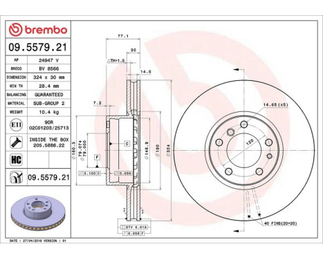 Brake Disc COATED DISC LINE 09.5579.21 Brembo, Image 3