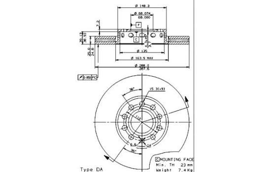 Brake Disc COATED DISC LINE 09.5745.21 Brembo, Image 3