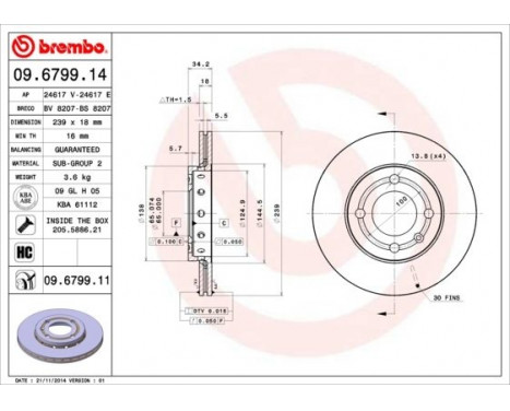 Brake Disc COATED DISC LINE 09.6799.11 Brembo, Image 2