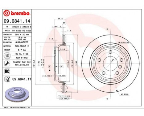 Brake Disc COATED DISC LINE 09.6841.11 Brembo, Image 2