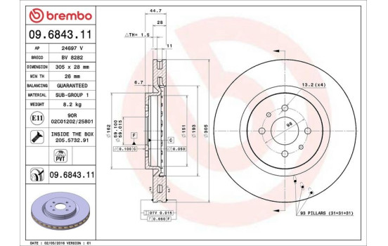 Brake Disc COATED DISC LINE 09.6843.11 Brembo, Image 4