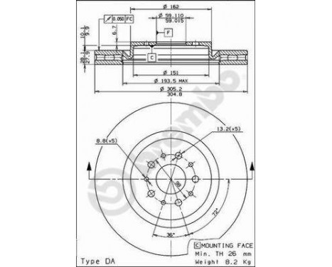 Brake Disc COATED DISC LINE 09.6843.21 Brembo, Image 2
