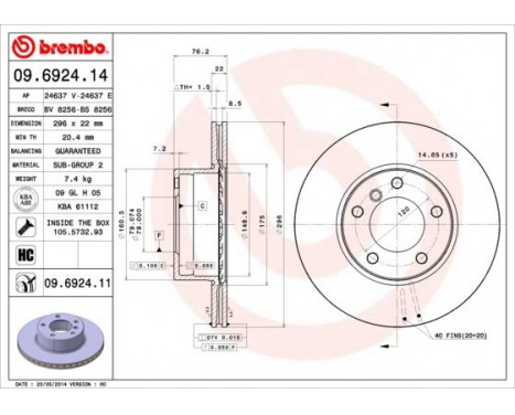 Brake Disc COATED DISC LINE 09.6924.11 Brembo, Image 2