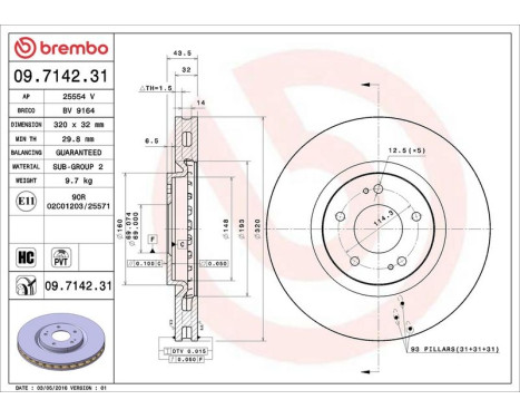 Brake Disc COATED DISC LINE 09.7142.31 Brembo, Image 2