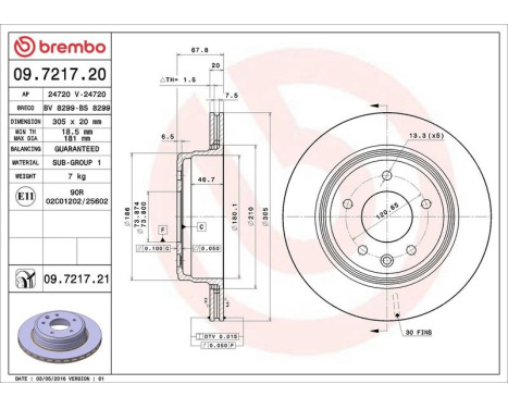 Brake Disc COATED DISC LINE 09.7217.21 Brembo, Image 3