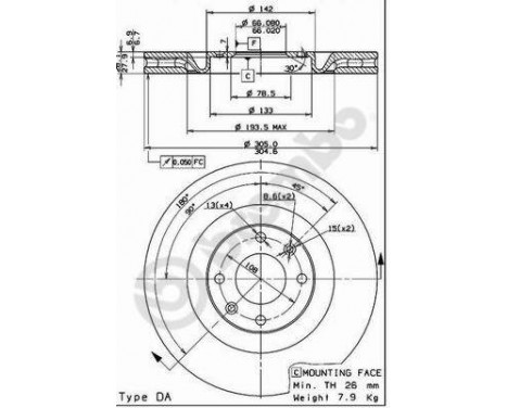 Brake Disc COATED DISC LINE 09.7398.11 Brembo, Image 2