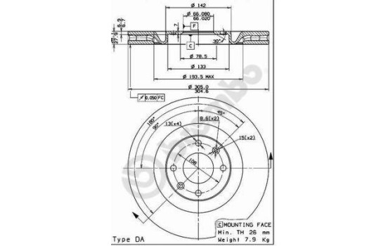 Brake Disc COATED DISC LINE 09.7398.11 Brembo, Image 2