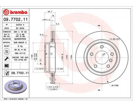 Brake Disc COATED DISC LINE 09.7702.11 Brembo, Image 3