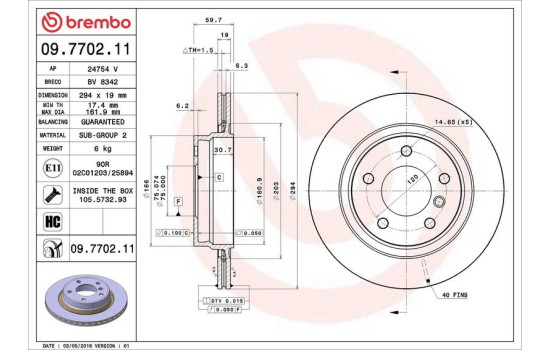 Brake Disc COATED DISC LINE 09.7702.11 Brembo, Image 4