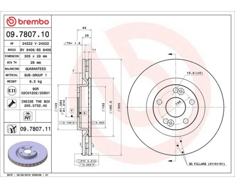 Brake Disc COATED DISC LINE 09.7807.11 Brembo, Image 3