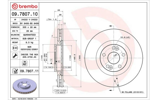 Brake Disc COATED DISC LINE 09.7807.11 Brembo, Image 3