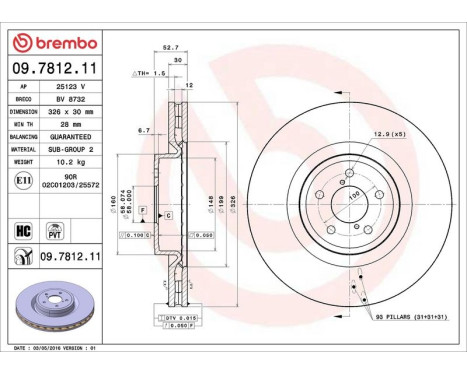 Brake Disc COATED DISC LINE 09.7812.11 Brembo, Image 3