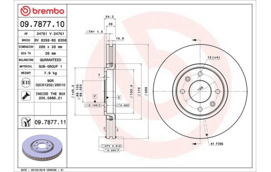 Brake Disc COATED DISC LINE 09.7877.11 Brembo, Image 3