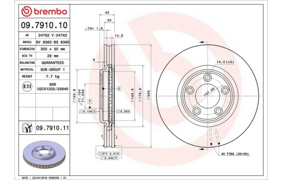 Brake Disc COATED DISC LINE 09.7910.11 Brembo, Image 3