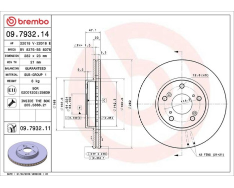 Brake Disc COATED DISC LINE 09.7932.11 Brembo, Image 3