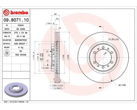 Brake Disc COATED DISC LINE 09.8071.11 Brembo, Image 2