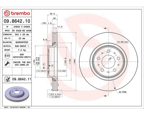 Brake Disc COATED DISC LINE 09.8642.11 Brembo, Image 3
