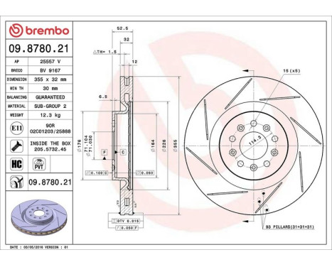 Brake Disc COATED DISC LINE 09.8780.21 Brembo, Image 3
