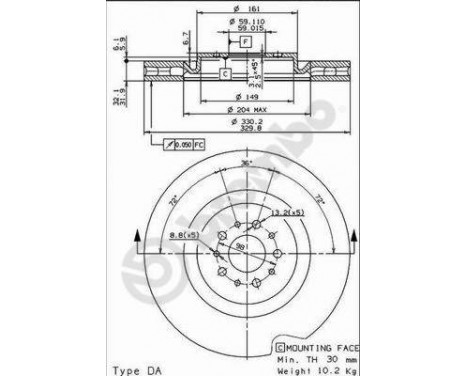 Brake Disc COATED DISC LINE 09.8933.11 Brembo, Image 2