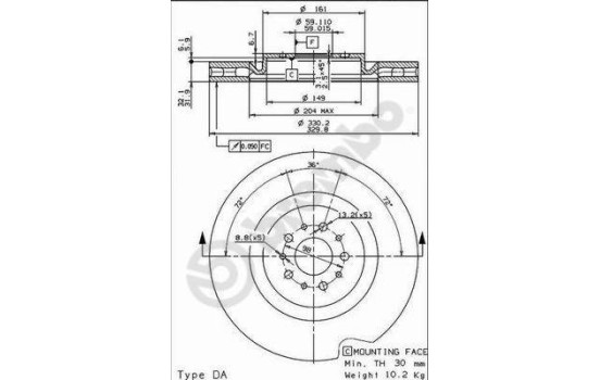 Brake Disc COATED DISC LINE 09.8933.11 Brembo, Image 2