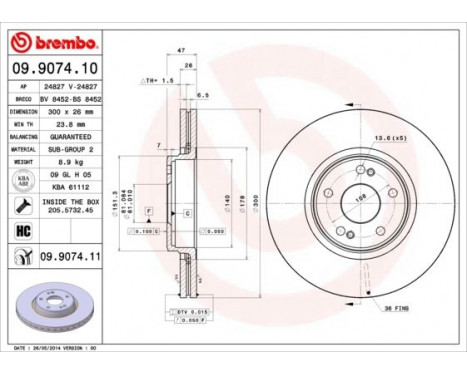 Brake Disc COATED DISC LINE 09.9074.11 Brembo, Image 2