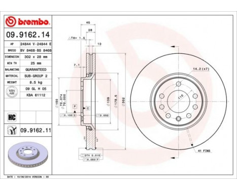 Brake Disc COATED DISC LINE 09.9162.11 Brembo, Image 2